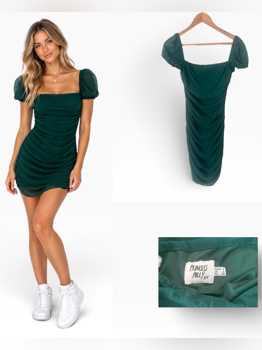 Princess Polly Ruched Mini Dress - Size 4